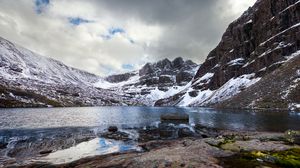 Preview wallpaper mountains, rocks, snow, lake, nature