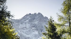 Preview wallpaper mountains, rocks, spruce, branches