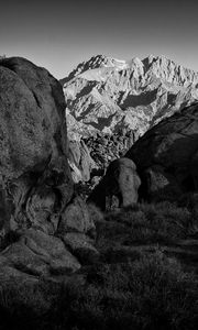 Preview wallpaper mountains, rocks, stones, relief, bw