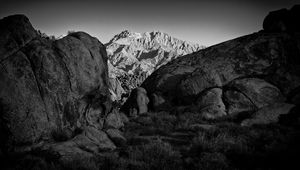 Preview wallpaper mountains, rocks, stones, relief, bw