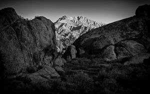 Preview wallpaper mountains, rocks, stones, relief, bw