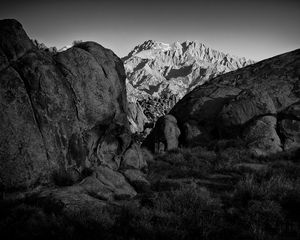 Preview wallpaper mountains, rocks, stones, relief, bw