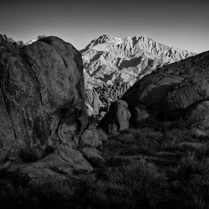 Preview wallpaper mountains, rocks, stones, relief, bw