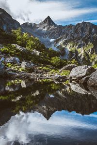 Preview wallpaper mountains, rocks, stones, lake, reflection