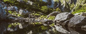 Preview wallpaper mountains, rocks, stones, lake, reflection