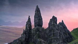 Preview wallpaper mountains, rocks, stones, twilight, landscape