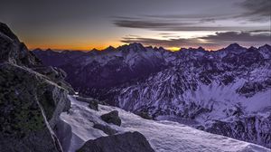 Preview wallpaper mountains, rocks, stones, snow, snowy