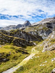 Preview wallpaper mountains, rocks, stones, path, nature