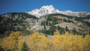 Preview wallpaper mountains, rocks, stones, trees, autumn, lifting