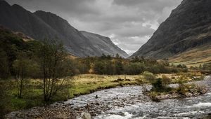 Preview wallpaper mountains, rocks, stream, trees