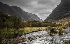 Preview wallpaper mountains, rocks, stream, trees