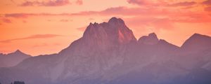 Preview wallpaper mountains, rocks, sunset, evening