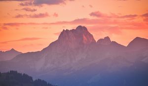 Preview wallpaper mountains, rocks, sunset, evening