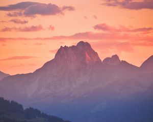 Preview wallpaper mountains, rocks, sunset, evening