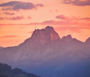 Preview wallpaper mountains, rocks, sunset, evening