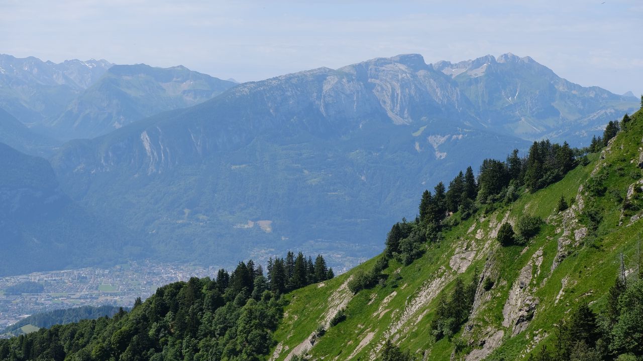 Wallpaper mountains, rocks, trees, landscape, slope
