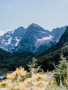 Preview wallpaper mountains, rocks, trees, vegetation, landscape
