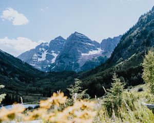 Preview wallpaper mountains, rocks, trees, vegetation, landscape