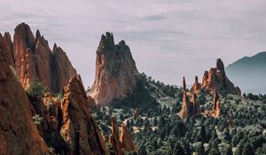 Preview wallpaper mountains, rocks, trees, landform, rocky