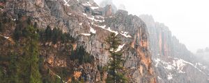 Preview wallpaper mountains, rocks, trees, fog, natur