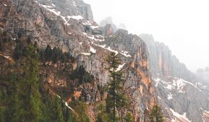 Preview wallpaper mountains, rocks, trees, fog, natur