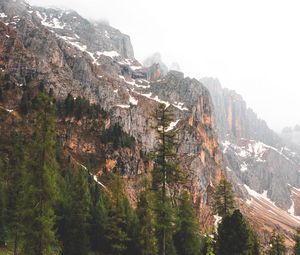 Preview wallpaper mountains, rocks, trees, fog, natur