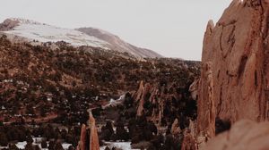 Preview wallpaper mountains, rocks, trees, valley, nature