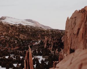 Preview wallpaper mountains, rocks, trees, valley, nature