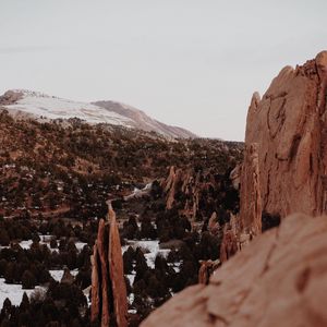 Preview wallpaper mountains, rocks, trees, valley, nature