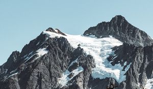 Preview wallpaper mountains, rocks, trees, spruce, forest, sky