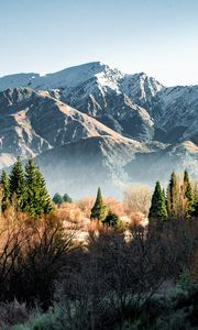 Preview wallpaper mountains, rocks, trees, bushes, spruce