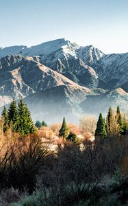 Preview wallpaper mountains, rocks, trees, bushes, spruce