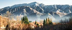 Preview wallpaper mountains, rocks, trees, bushes, spruce