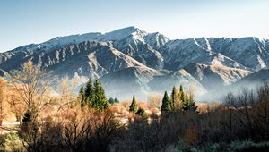 Preview wallpaper mountains, rocks, trees, bushes, spruce