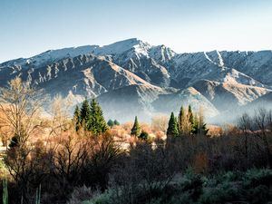 Preview wallpaper mountains, rocks, trees, bushes, spruce