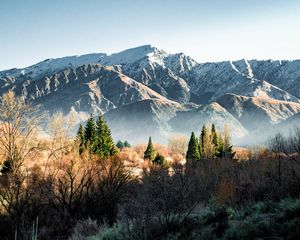 Preview wallpaper mountains, rocks, trees, bushes, spruce