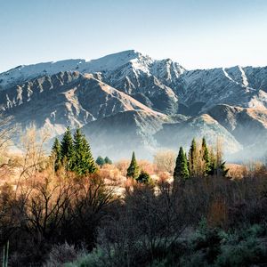 Preview wallpaper mountains, rocks, trees, bushes, spruce