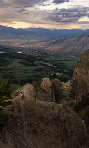 Preview wallpaper mountains, rocks, valley, trees, river, nature