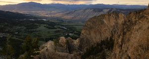 Preview wallpaper mountains, rocks, valley, trees, river, nature