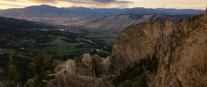 Preview wallpaper mountains, rocks, valley, trees, river, nature