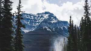 Preview wallpaper mountains, rocks, water, spray, trees