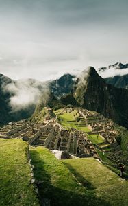 Preview wallpaper mountains, ruins, buildings, aguas calientes, peru