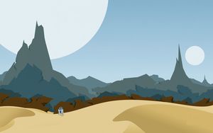 Preview wallpaper mountains, sand, schedule