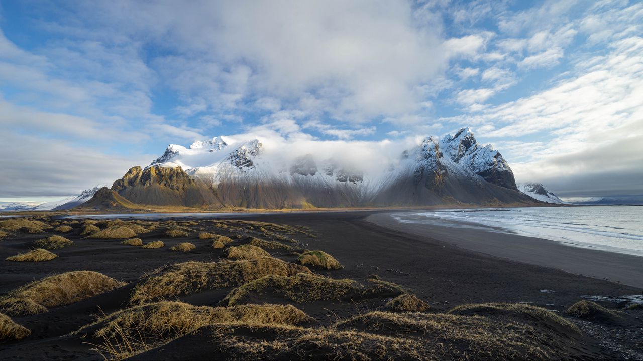 Wallpaper mountains, sea, coast, landscape, nature