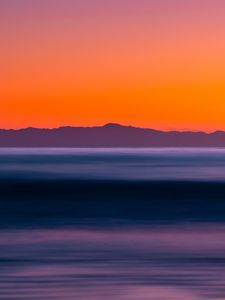 Preview wallpaper mountains, sea, dusk, landscape, blur