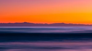 Preview wallpaper mountains, sea, dusk, landscape, blur