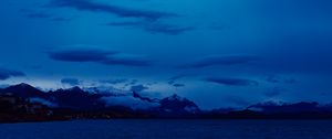 Preview wallpaper mountains, sea, sky, night, clouds