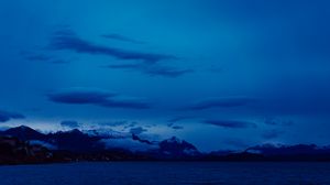 Preview wallpaper mountains, sea, sky, night, clouds