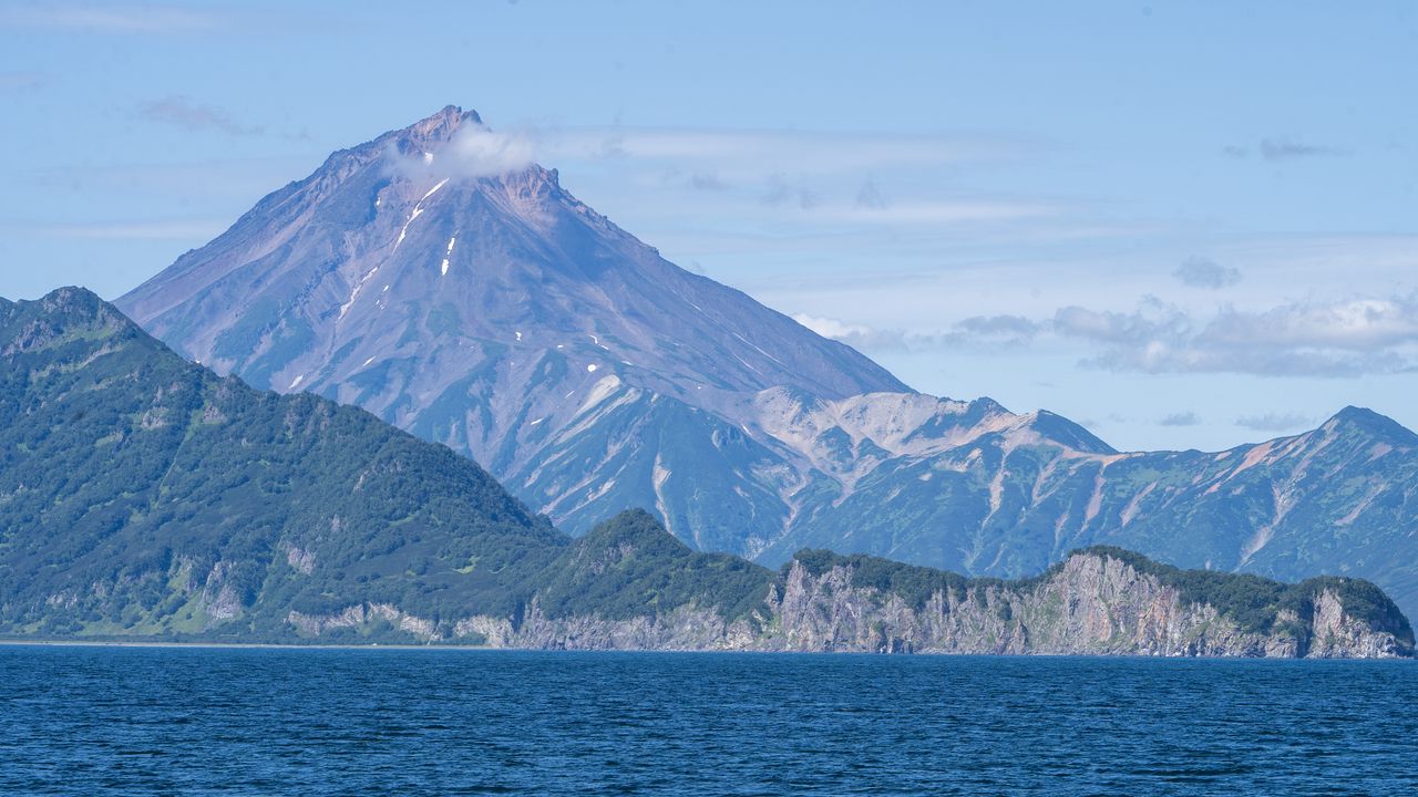 Wallpaper mountains, sea, slope, nature, landscape, blue