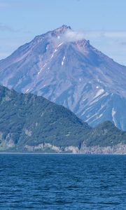 Preview wallpaper mountains, sea, slope, nature, landscape, blue